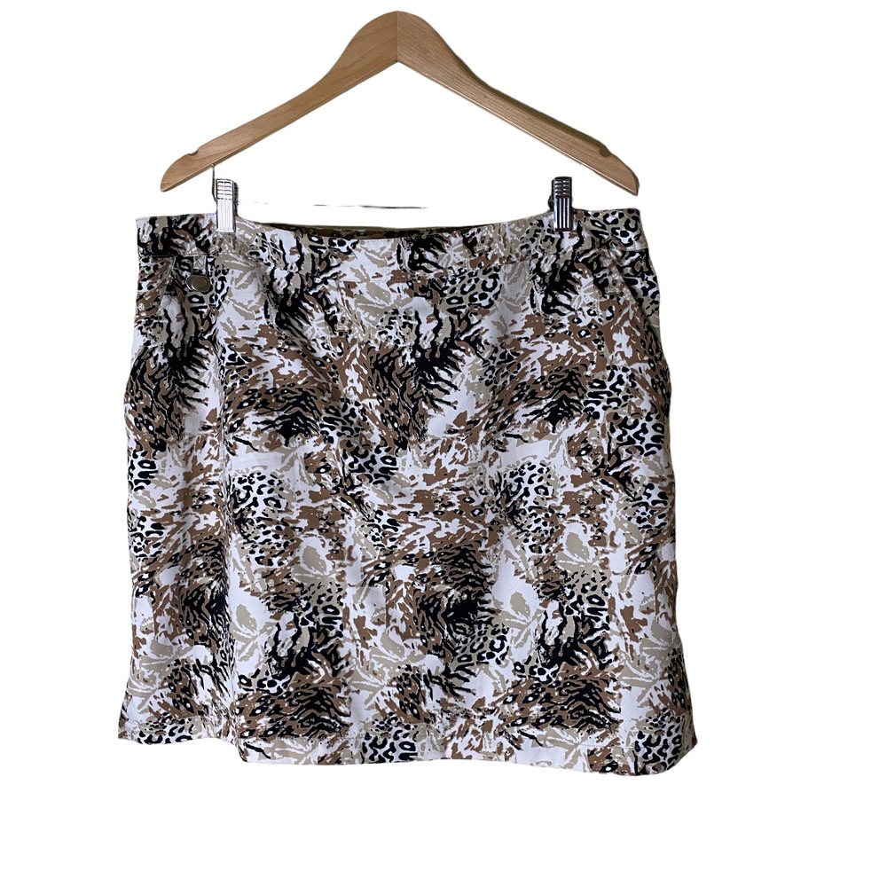 Allyson Whitmore Women's  Brown Animal Print Mini Golf Skirt 18W Skort Vented